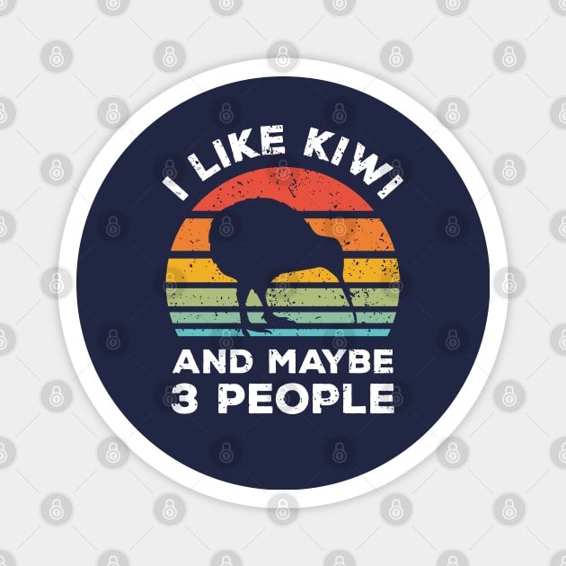 I Like Kiwi and Maybe 3 People, Retro Vintage Sunset with Style Old Grainy Grunge Texture Magnet by Ardhsells